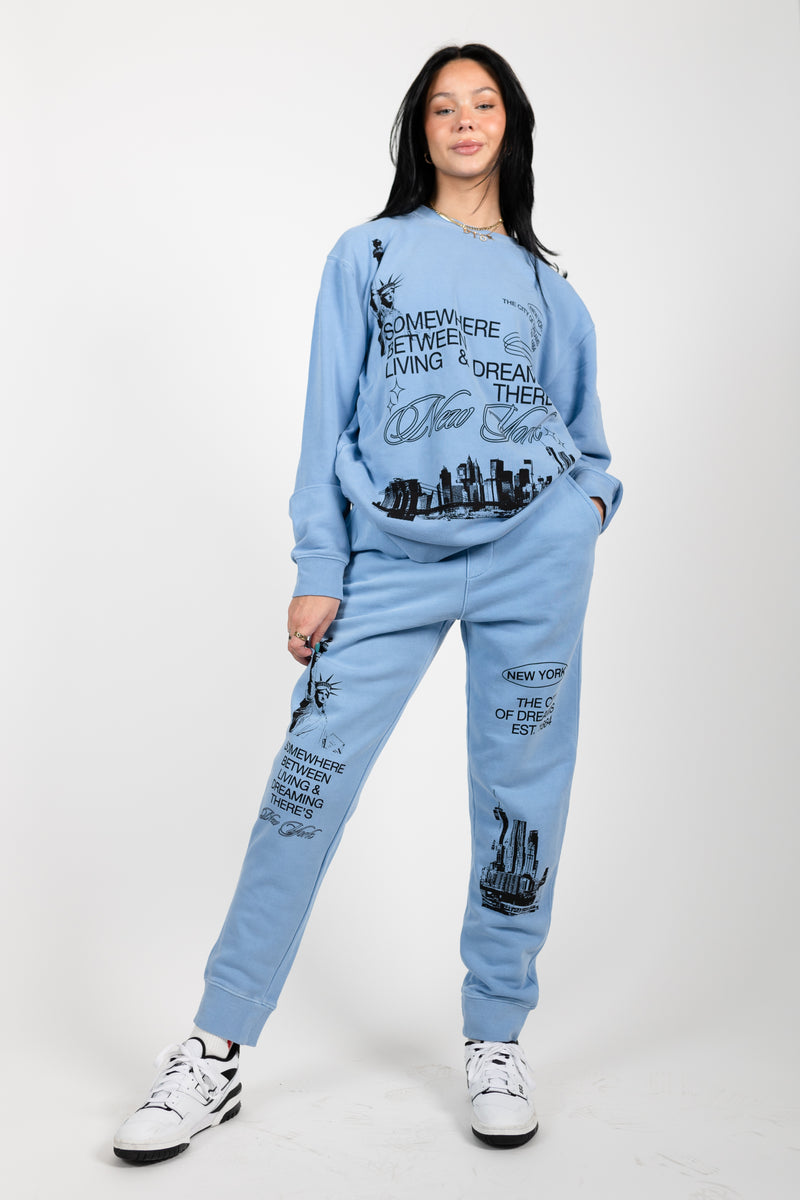 LIGHT BLUE NEW YORK SWEATPANTS