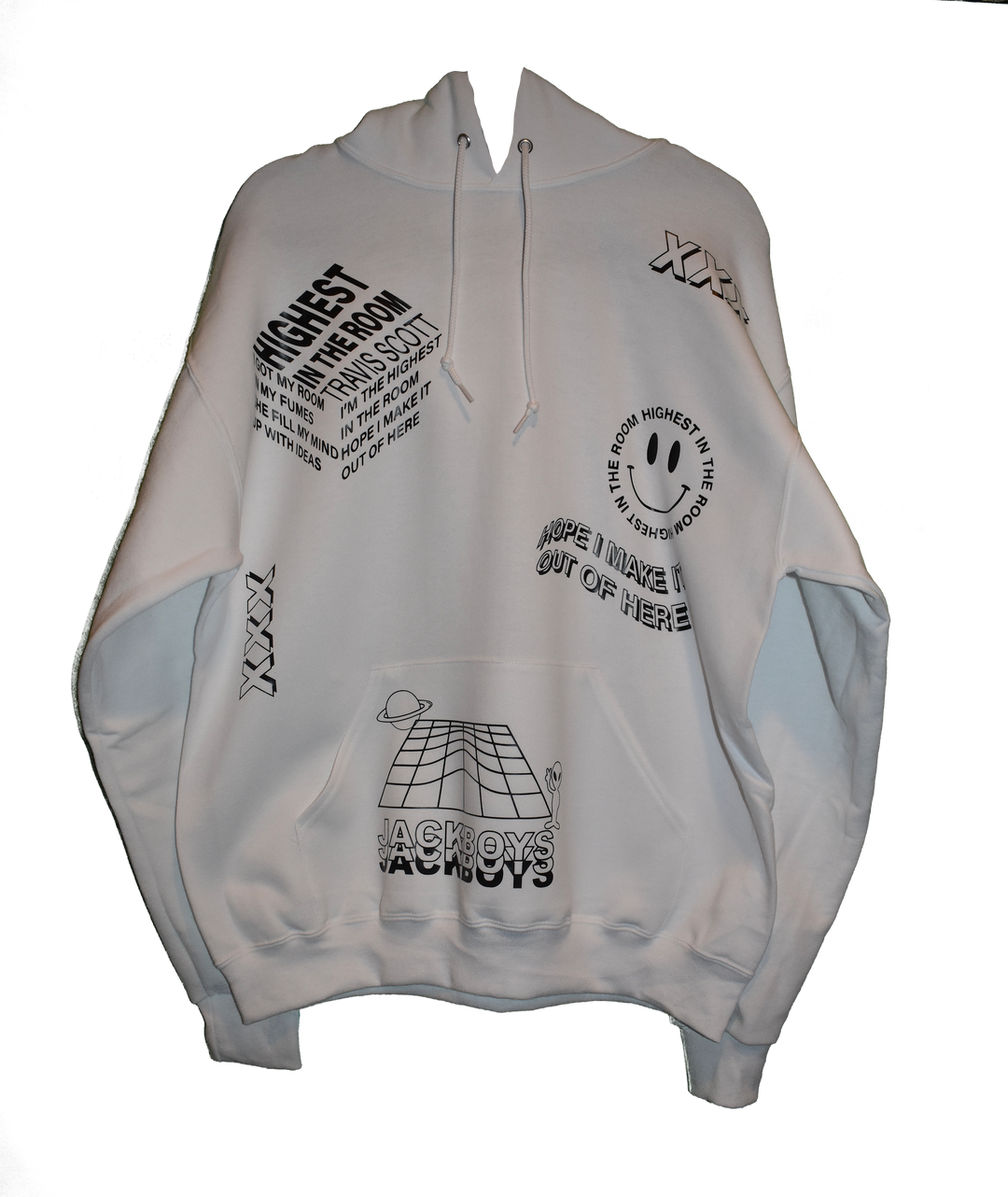 HIGHEST IN THE ROOM- WHITE HOODIE