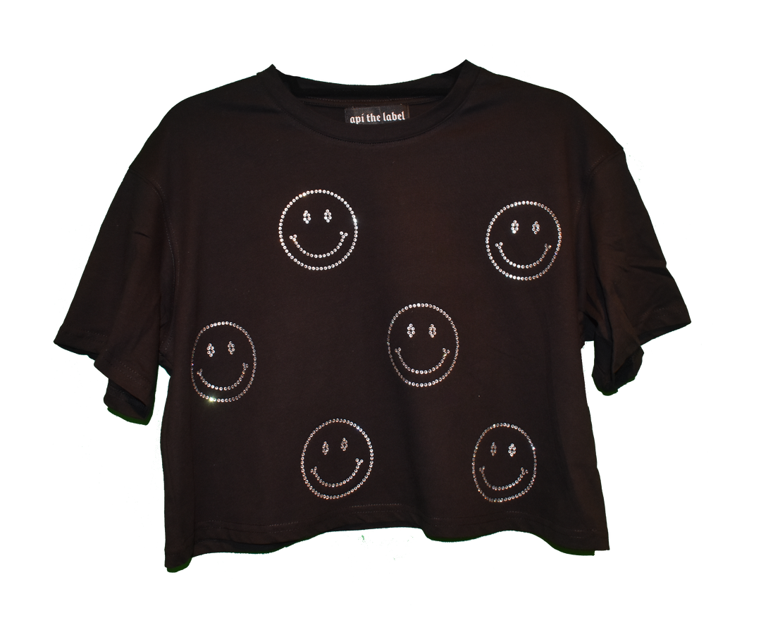 SMILEY RHINESTONE CROP TOP
