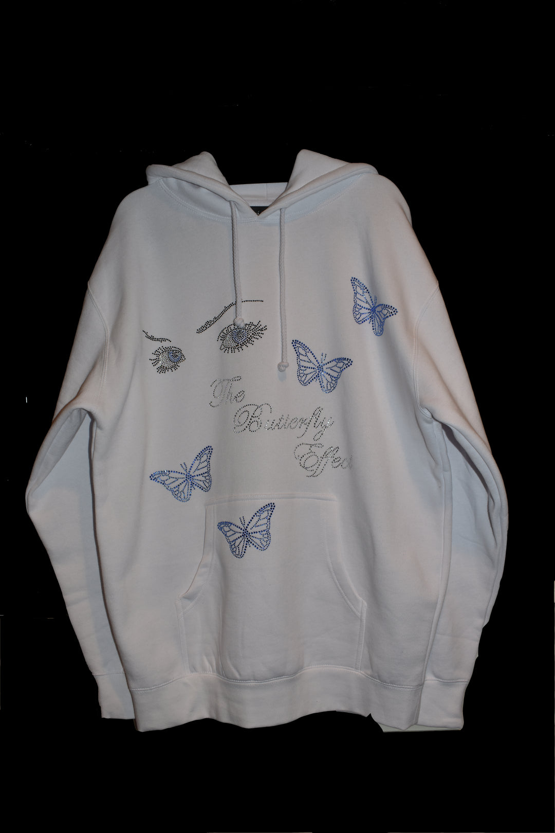THE BUTTERFLY EFFECT WHITE RHINESTONE HOODIE
