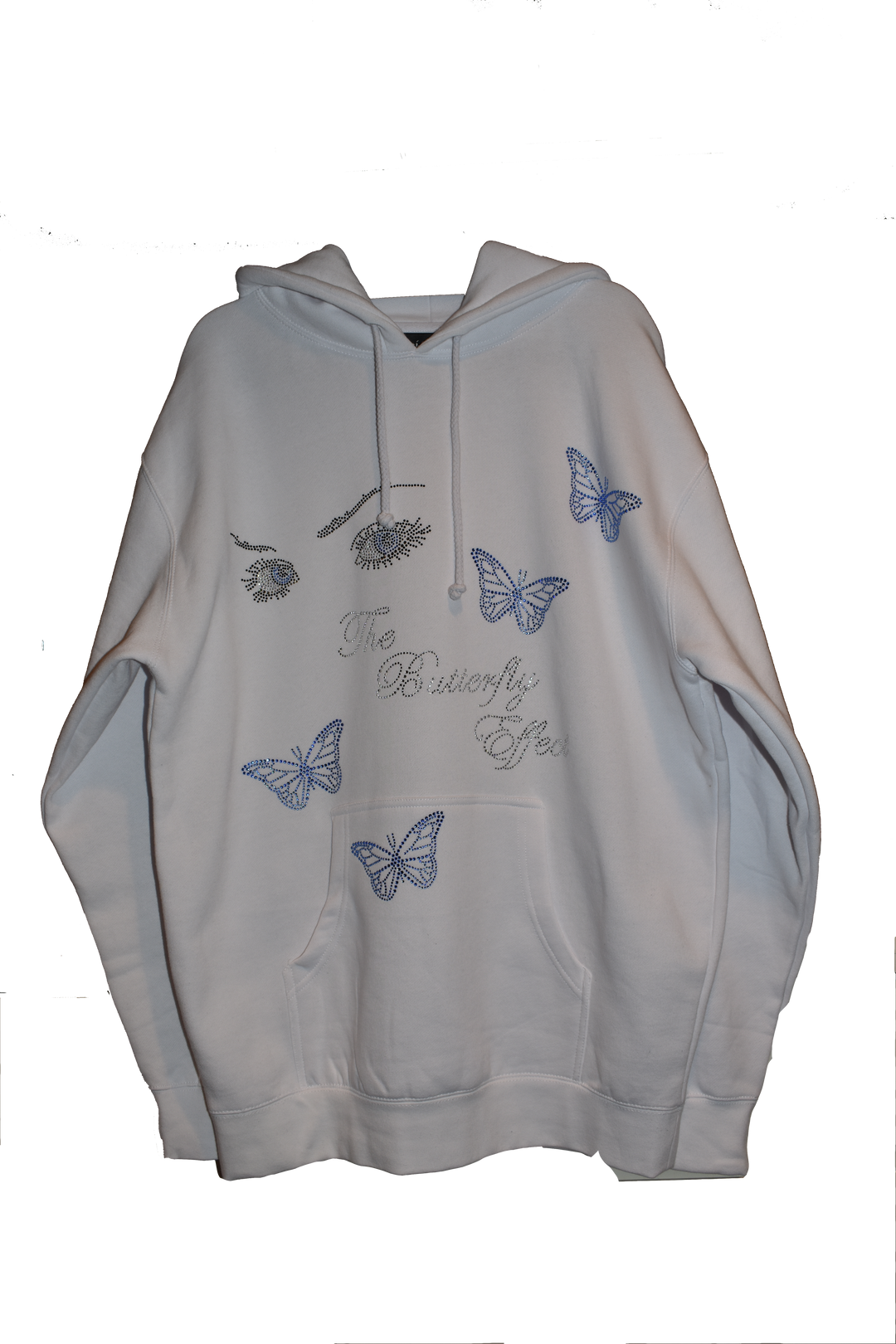 THE BUTTERFLY EFFECT WHITE RHINESTONE HOODIE