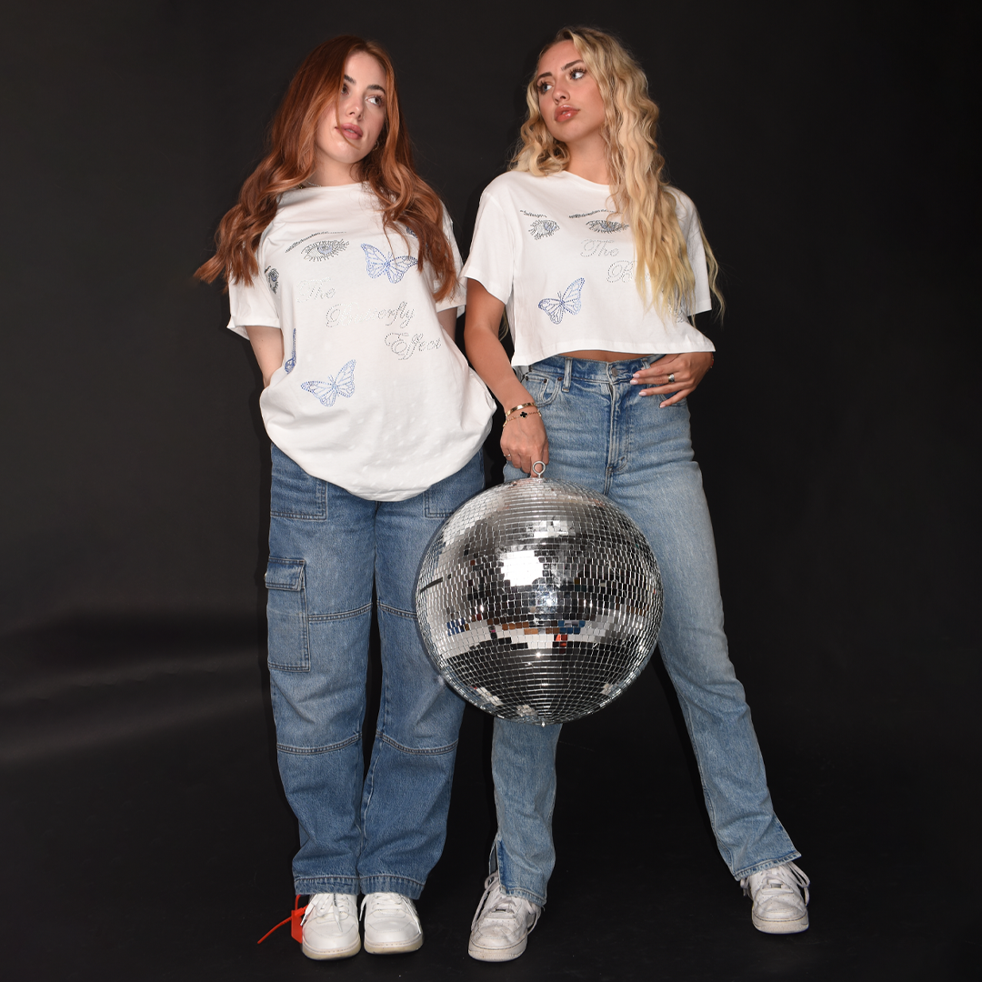 BUTTERFLY EFFECT RHINESTONE OVERSIZED TEE