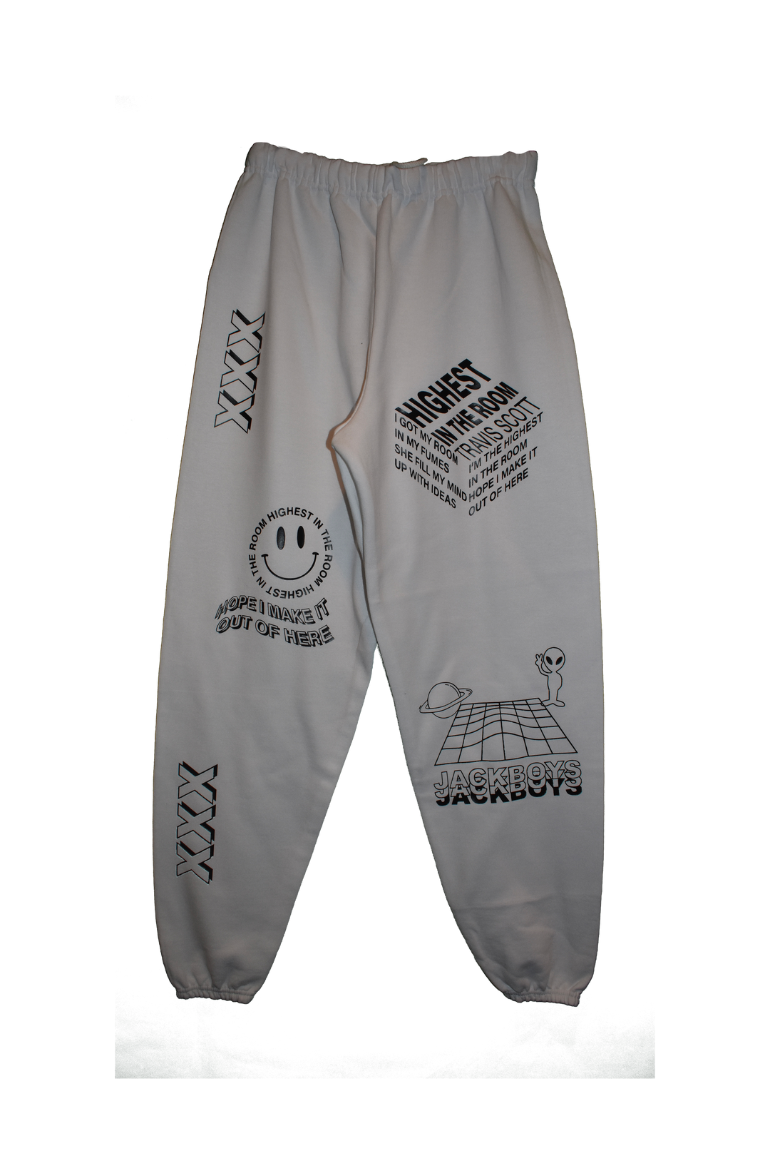 HIGHEST IN THE ROOM- WHITE SWEATPANTS