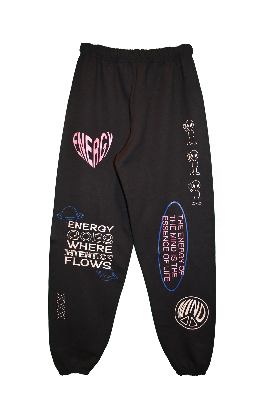 black energy sweatpants. Energy goes where intention flows. The energy of the mind is the essence of life.