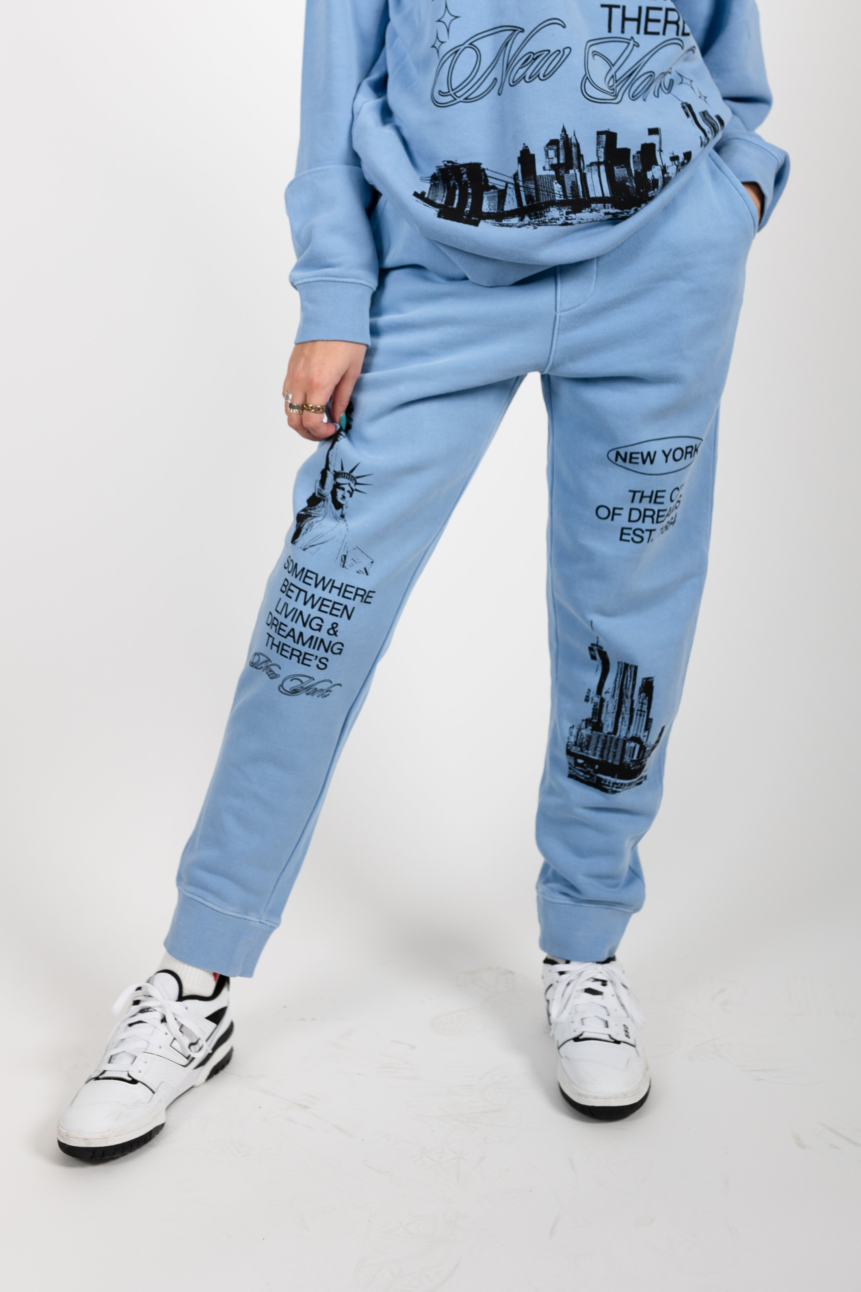 LIGHT BLUE NEW YORK SWEATPANTS API The Label