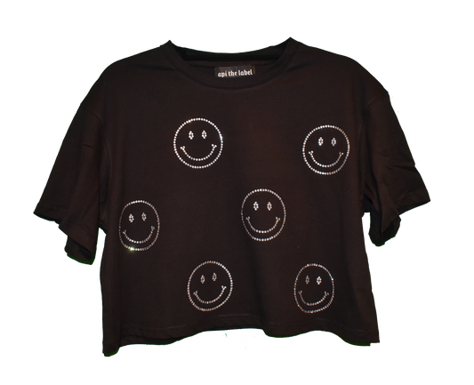 SMILEY RHINESTONE CROP TOP