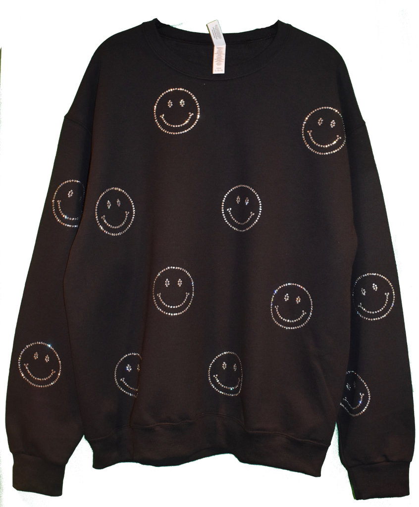 Hoodie with rhinestone smiley face sale