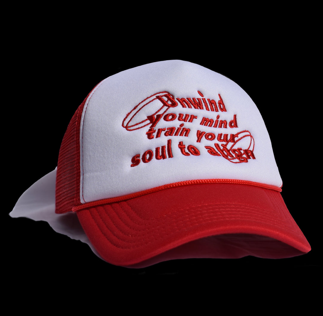 UNWIND YOUR MIND RED EMBROIDERED HAT