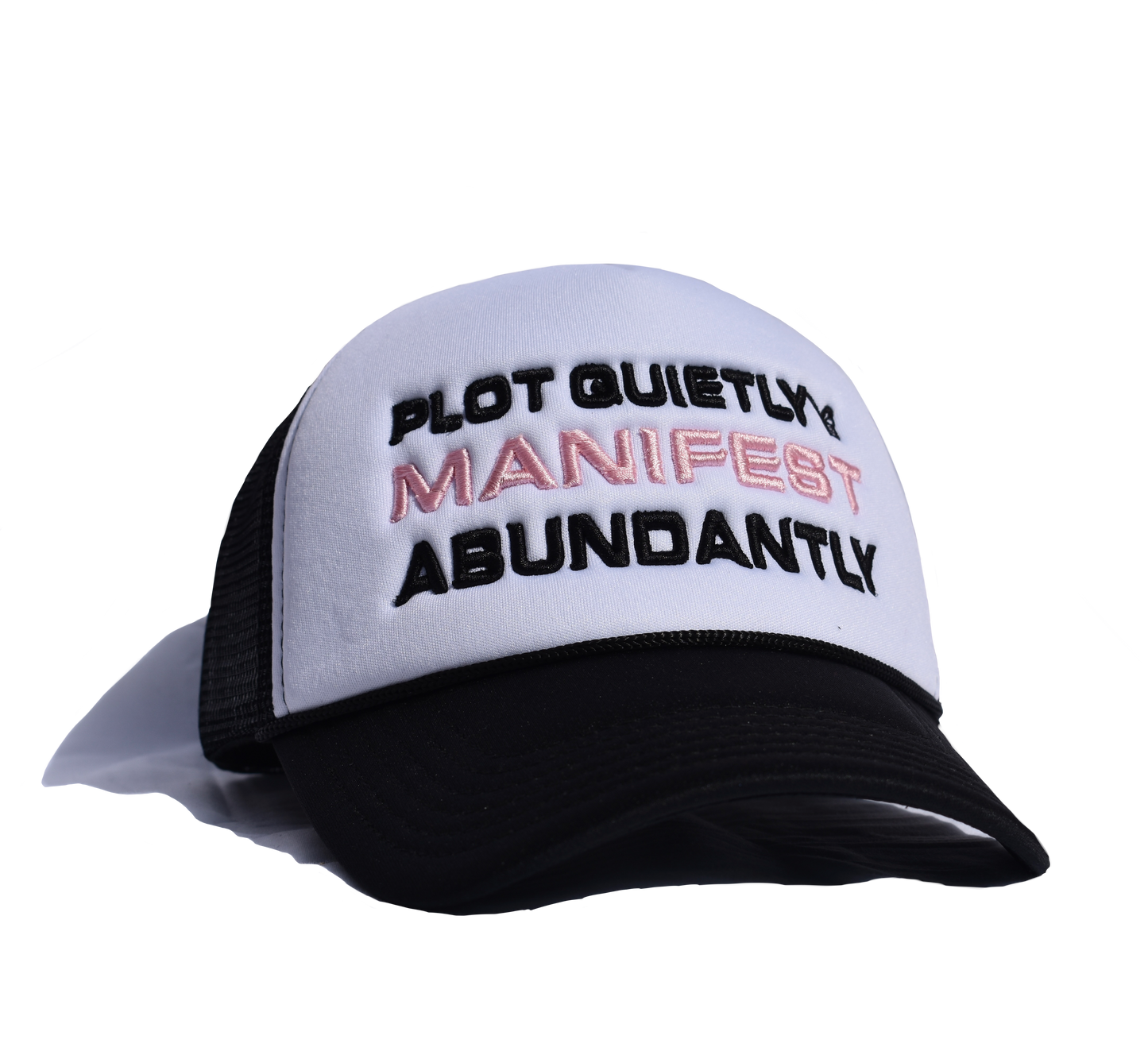 PLOT QUIETY BLACK PUFF EMBROIDERED HAT