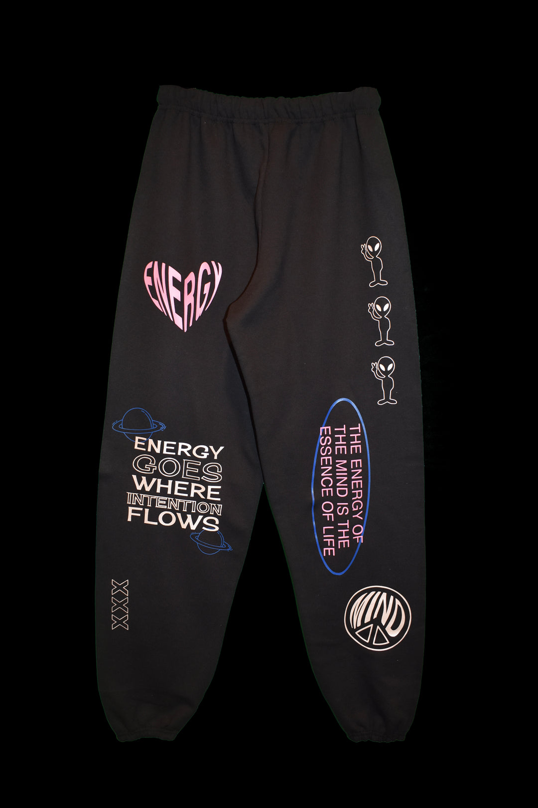 black energy sweatpants. Energy goes where intention flows. The energy of the mind is the essence of life.